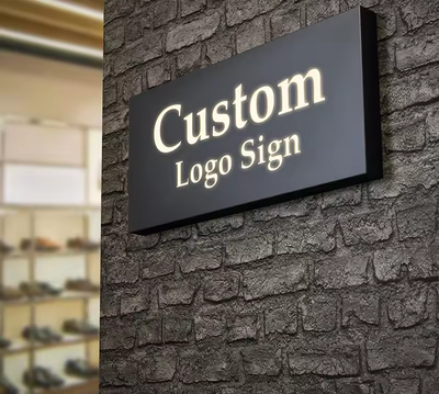 Black Metal Backlit Sign with custom logo, Single Side Light Box for business