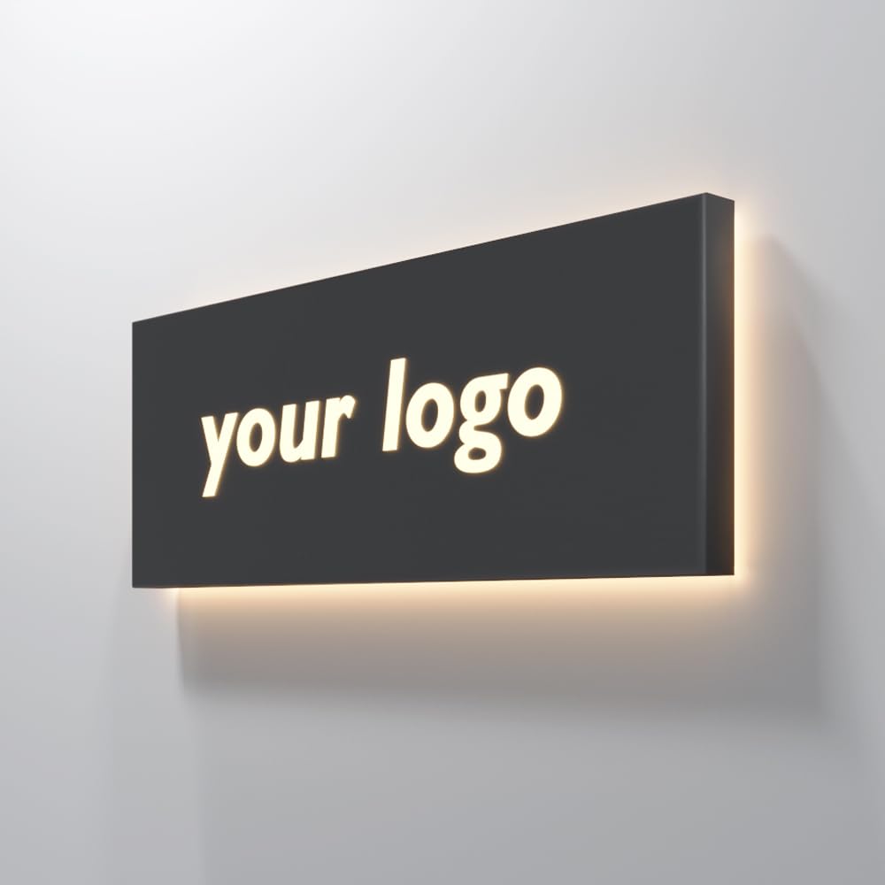 Black Metal Backlit Sign with custom logo, Single Side Light Box for business
