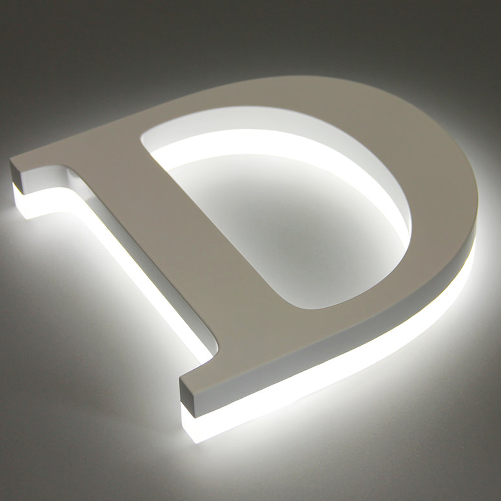 3D Metal Backlit sign, Stainless Steel LED Backlit Channel Letters For Reception, Salon, Office, Interior Decor