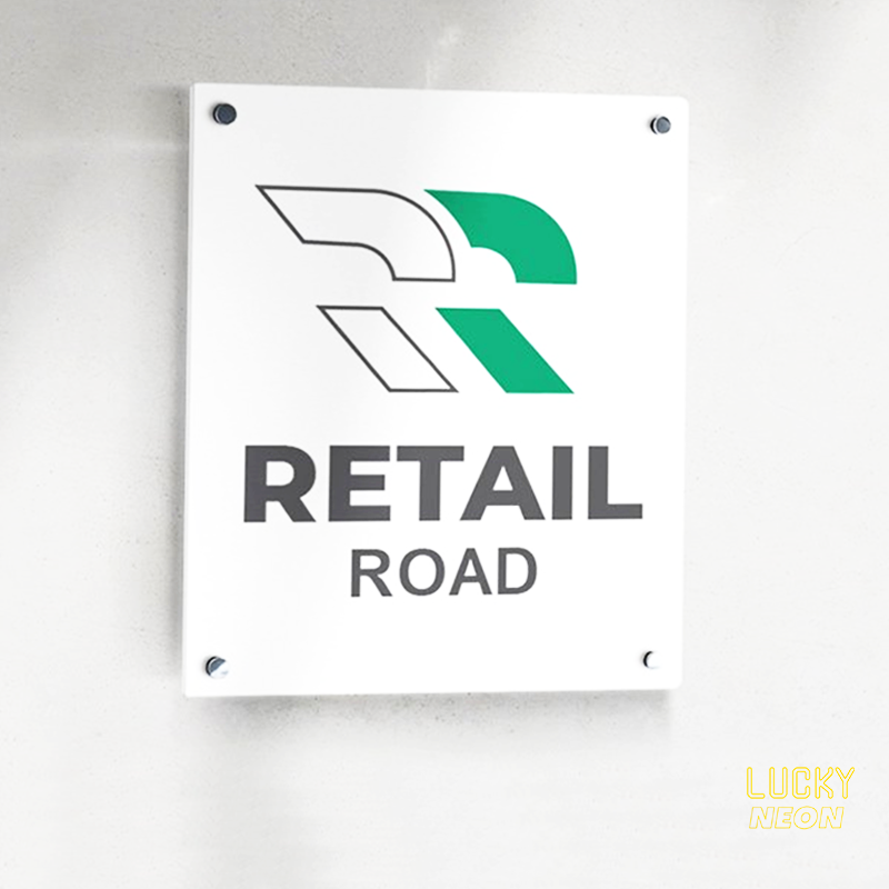 Custom Logo Acrylic Business Sign - Wall Hanging UV Printed Acrylic Sign for Office, Salon, Reception, Company and Indoor