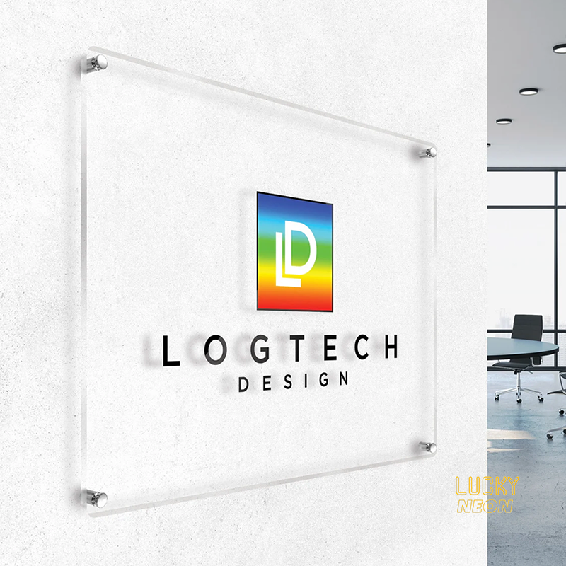 Personalized Logo Acrylic Business Sign - Wall Hanging UV Printed Acrylic Sign for Office, Salon, Reception, Company and Indoor