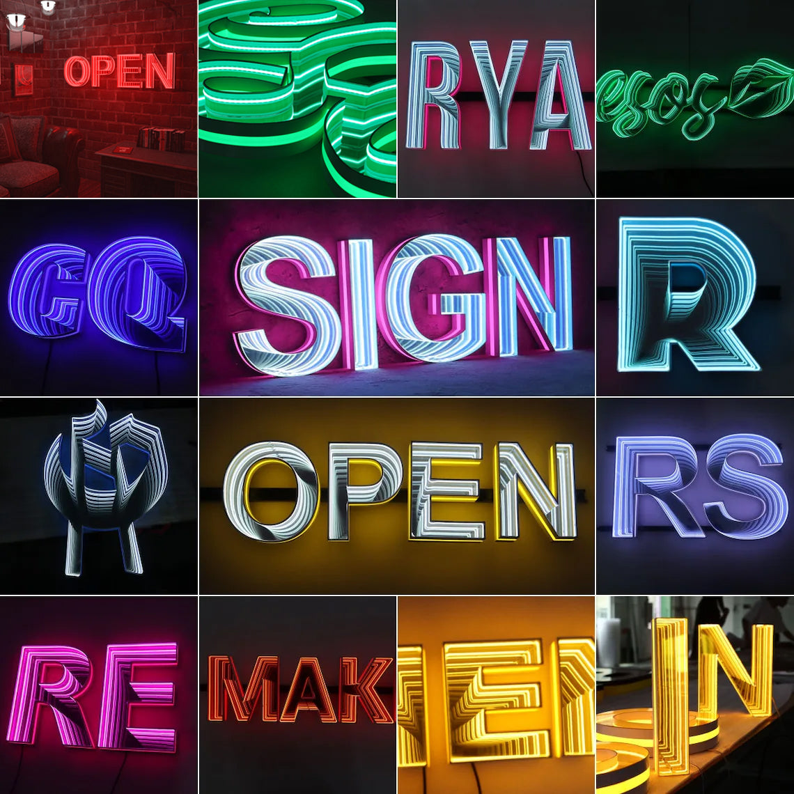Custom 3D Infinity Mirror LED Light Sign - Personalized Channel Letters Sign
