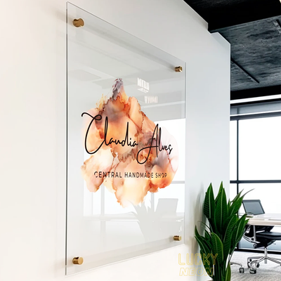 Personalized Logo Acrylic Business Sign - Wall Hanging UV Printed Acrylic Sign for Office, Salon, Reception, Company and Indoor