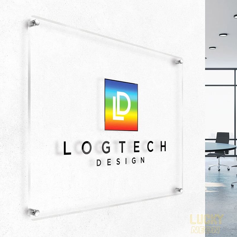 Custom Logo Acrylic Business Sign - Wall Hanging UV Printed Acrylic Sign for Office, Salon, Reception, Company and Indoor