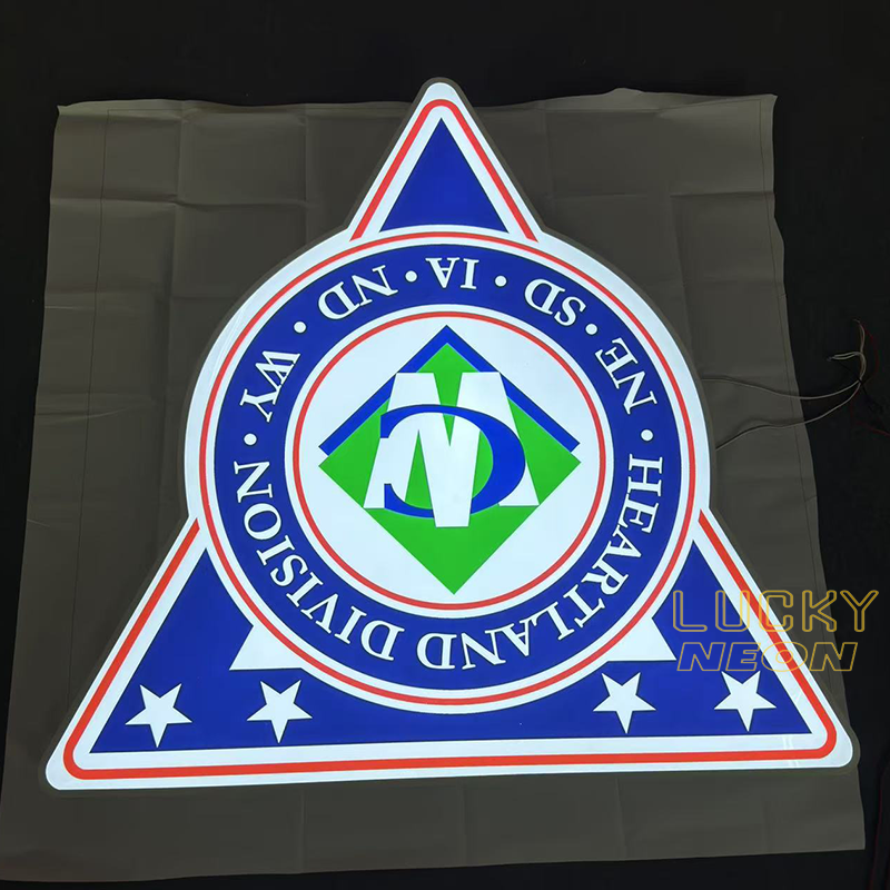 Round Front Lit Acrylic Face Light Box - Custom Metal Display Illuminated Sign with Business Logo