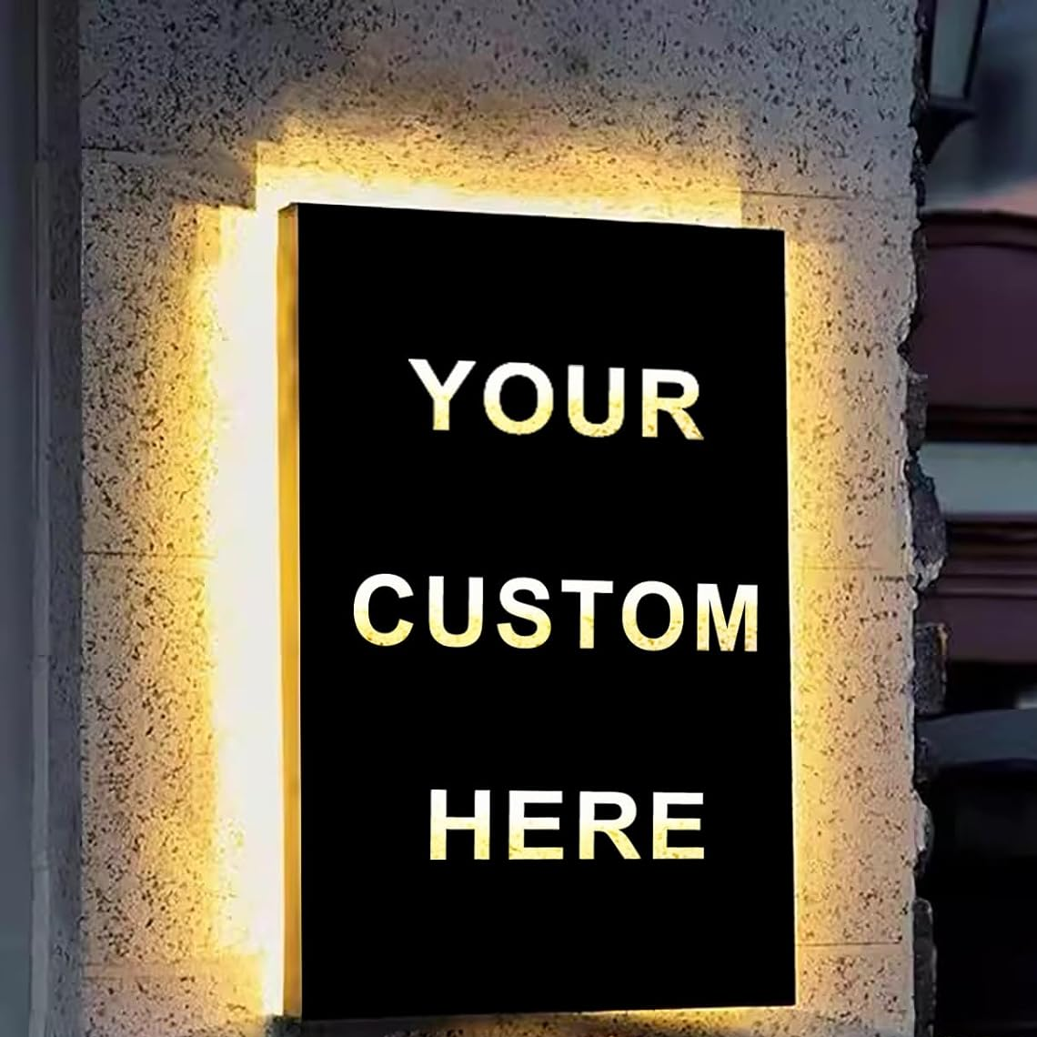 Gold Metal Backlit Sign with custom logo, Round Single Side Light Box for business