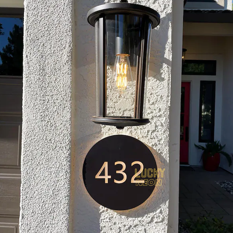 Metal Backlit Address Sign, Custom Stainless Steel Led House Number Light Box