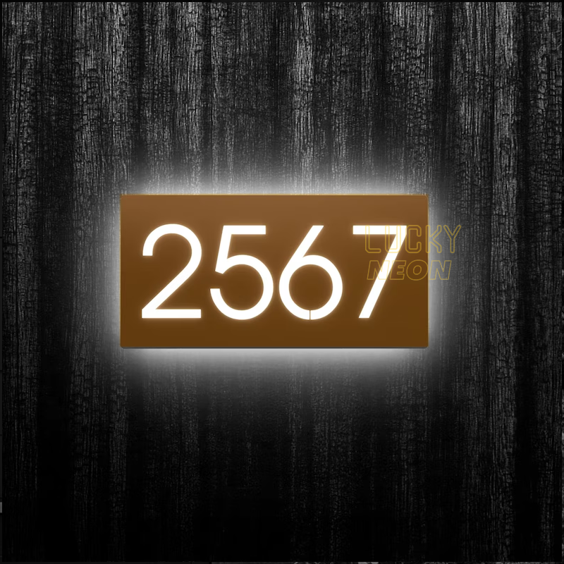 Metal Backlit Address Sign, Custom Stainless Steel Led House Number Light Box