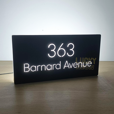 Rectangle Metal Backlit House Number Sign, Custom Stainless Steel Led Address Light Box