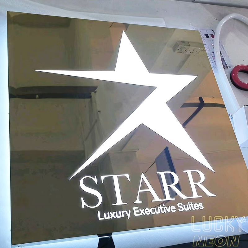 Square Laser Cut LED Light Box Sign, Metal Backlit Sign, Custom Illuminated Wall logo Sign For Business