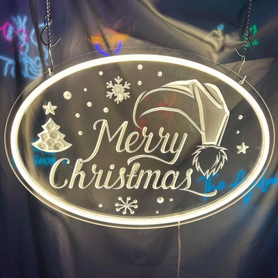 Custom Christmas Embossed Neon - Logo Engraved Neon Sign For Bar, Office, Store