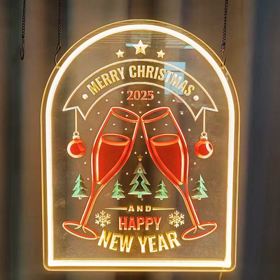 Custom Christmas Embossed Neon - Logo Engraved Neon Sign For Family, Shop, New Year