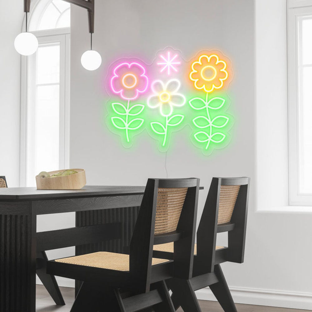 Popping Flowers LED Neon Sign ,Custom Multi Colors Lights For outlets Home Room Wall Decor Party Decor, Neon Sign Wall Art ,Customize Your Flowers