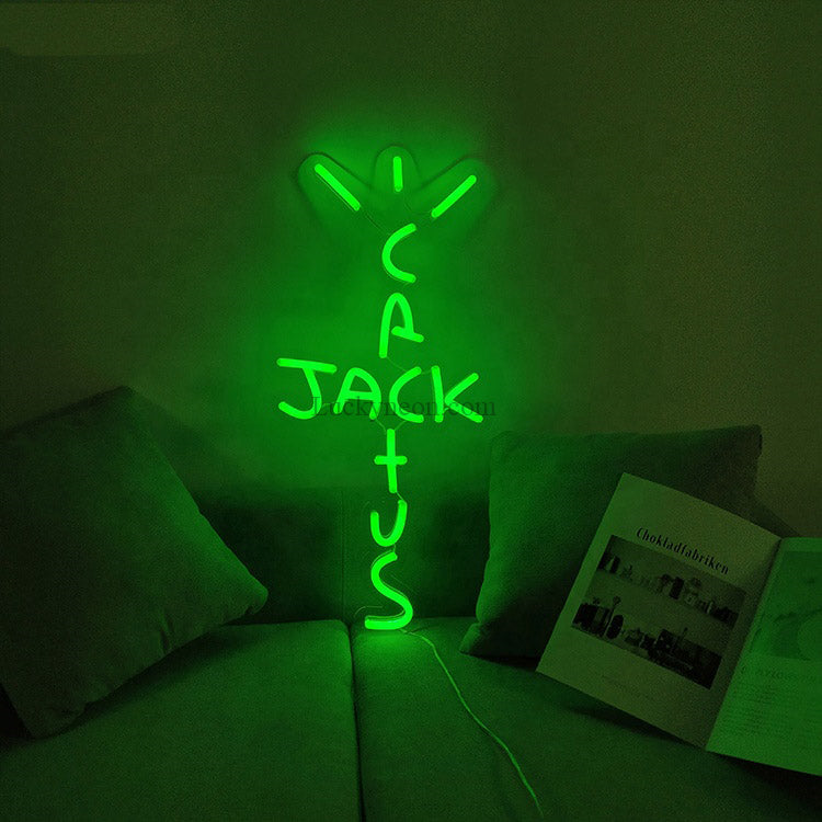 Vibrant Pink and Green Cactus Jack LED Neon Light - Unique good Room Wall Decor