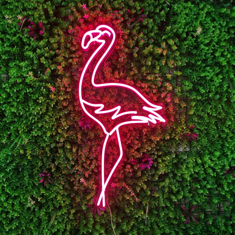 Bright Pink Tall Flamingo Real Glass Neon Light Wall offers Decoration