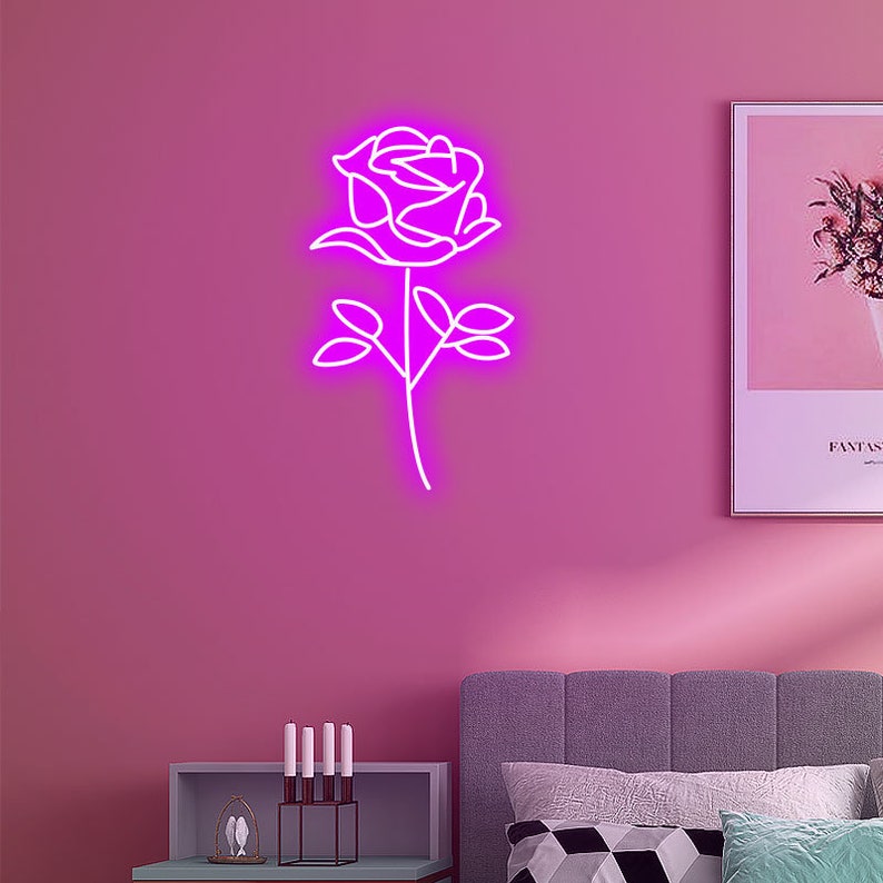 Adorable Red Rose online Flower Neon Light Sign Room Wall Decoration